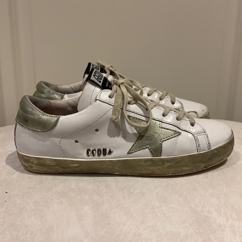 Golden Goose Super Star white / silver size 38 .